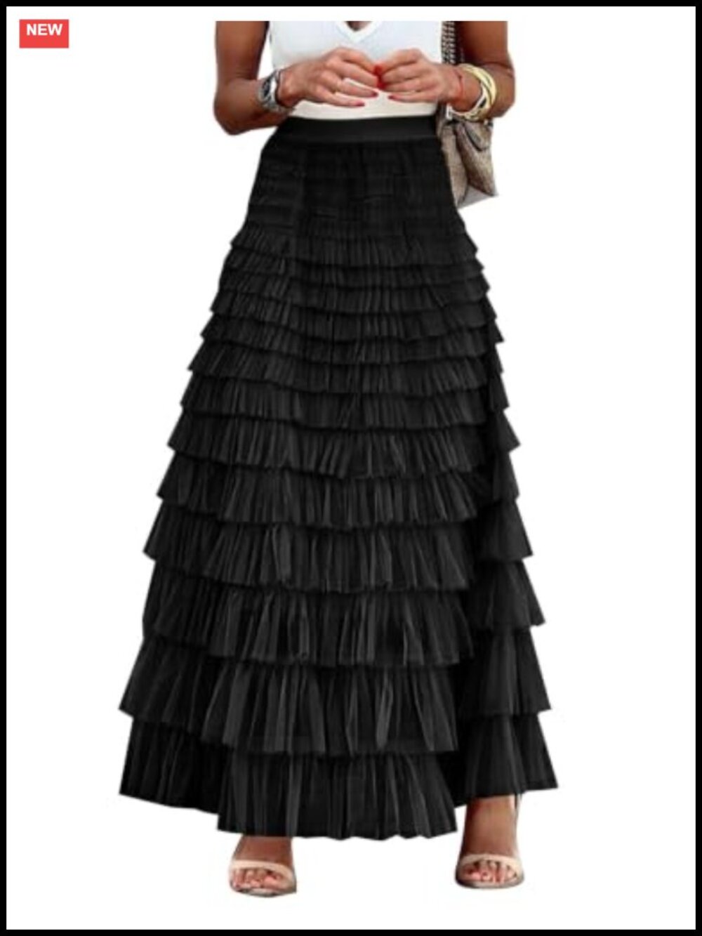 Women's Tiered Tulle Maxi Skirt A-Line Ruffle Layered Flowy